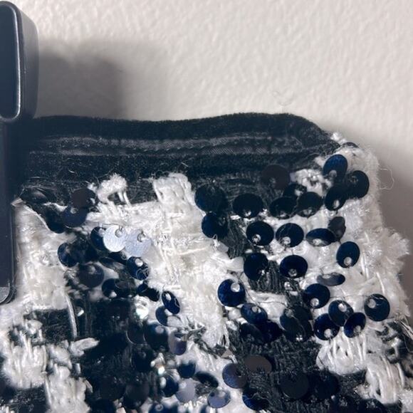 NWT Antonio Melani Lou Lou black & white houndstooth sequin A-line short skirt - Picture 6 of 12